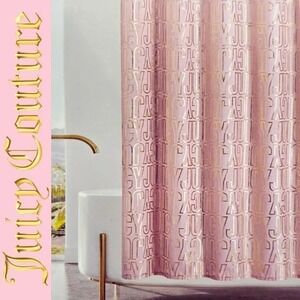 Juicy Couture Metallic Bold Logo Shower Curtain Home 70x72 Pink Gold Hooks NEW